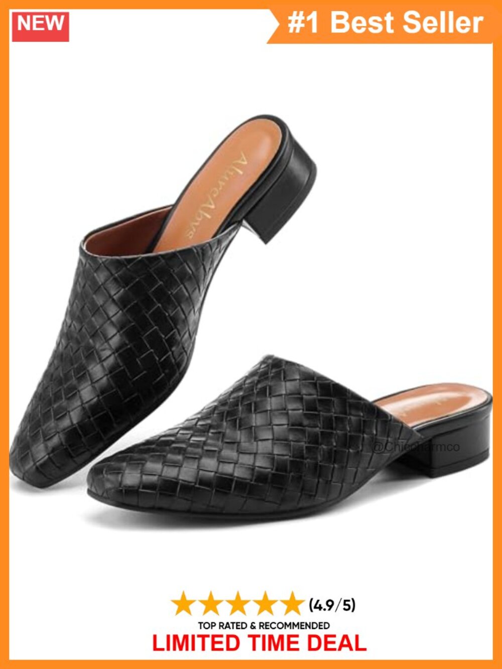 Woven Mule Shoes Closed Toe Slip On Low Block Heel Dress Mules